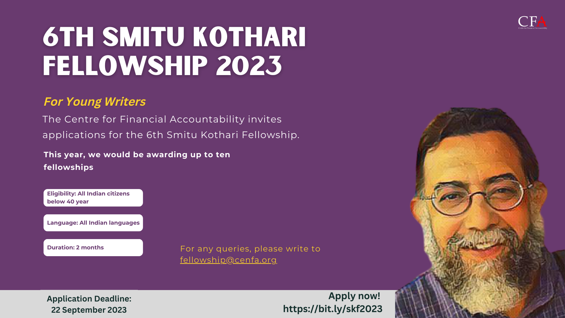 6th Smitu Kothari Fellowship 2023 Announcement
